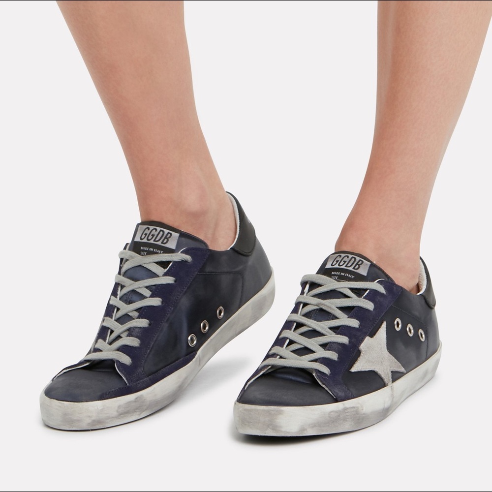 Golden Goose Blue Satin Sneakers